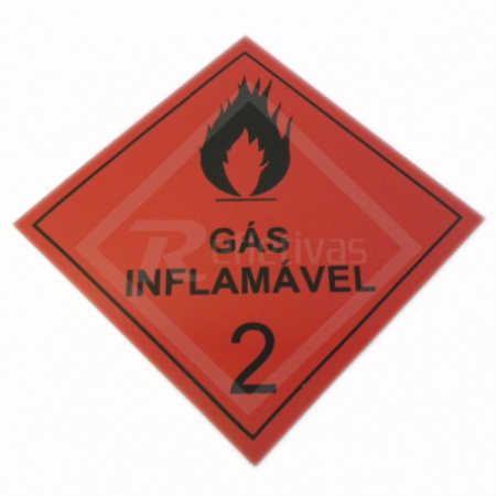 Placa Simbologia ONU - Gás Inflamável 2 30 x 30