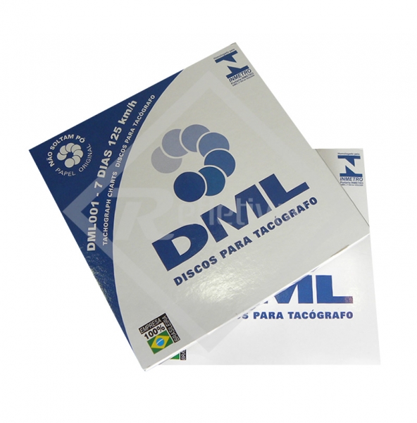 Os Discos Diagramas DML n�o desprende residuo (p�), prolongando a vida �til dos tac�grafos, n�o perdem suas grafias com contatos com �gua, �leo ou graxa