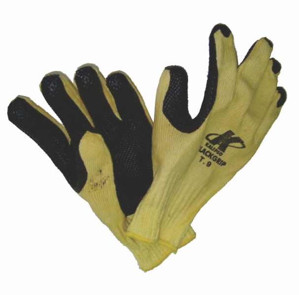 Luvas de seguran�a, confeccionadas com fios de algod�o e poli�ster, com revestimento antiderrapante de borracha natural nas palmas, face palmar dos dedos e pontas dos dedos. 