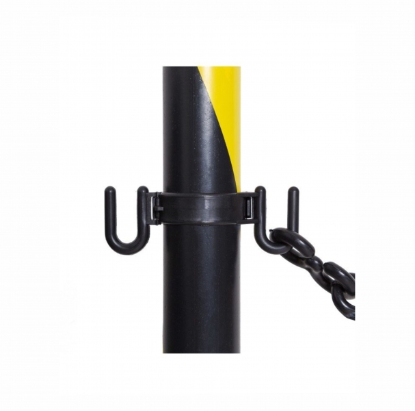 Pedestal para sinaliza��o e seguran�a confeccionado em tr�s pares ( Base, Tubo em PVC e tampa com dois ganchos constitu�dos de material resistente ).